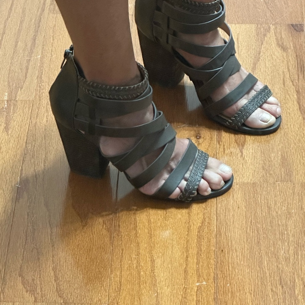 Not Rated Olive Green Braided Strappy Block Heel Sandals